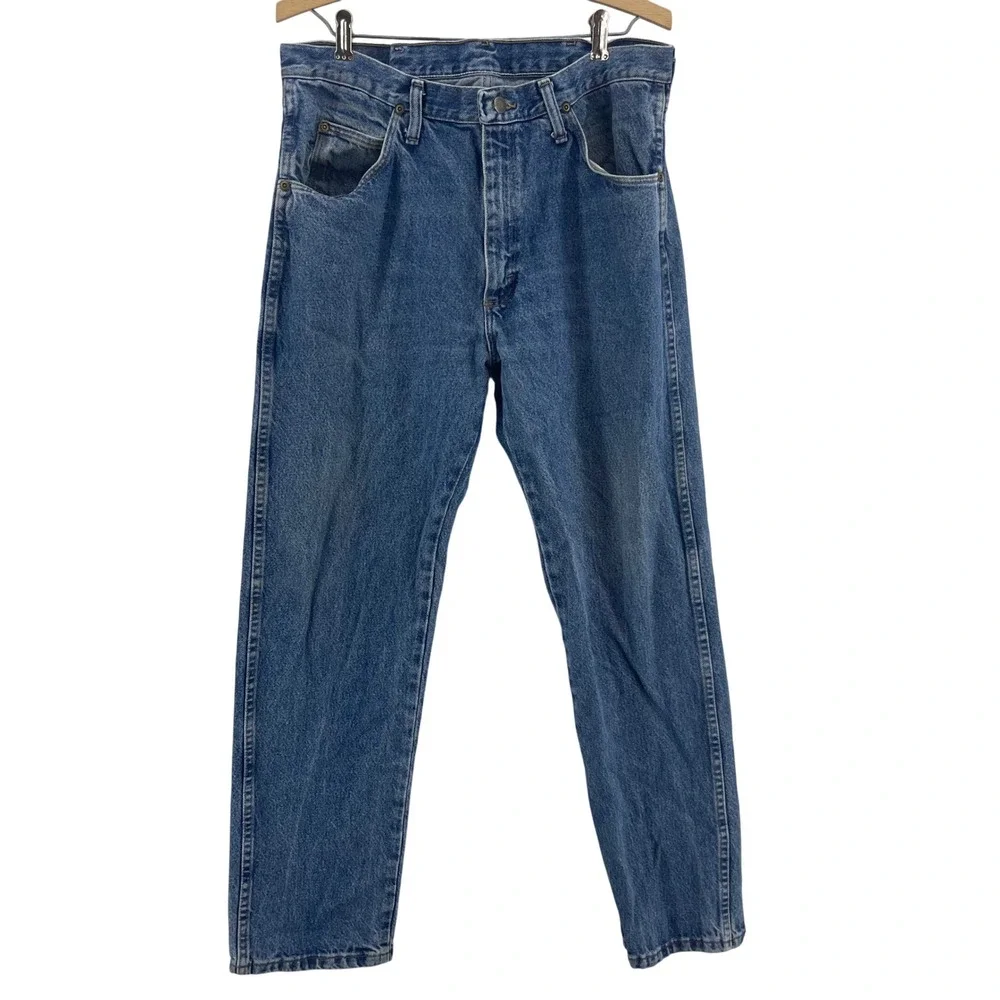 Wrangler Authentic Jeans Mens 33x30 Blue Excellent Straight Leg 96501DS Heritage